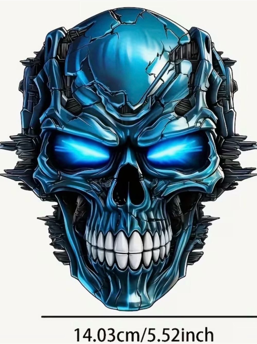 Large Motorcycle or Automobile Heavy Metal Blue Skull Decal